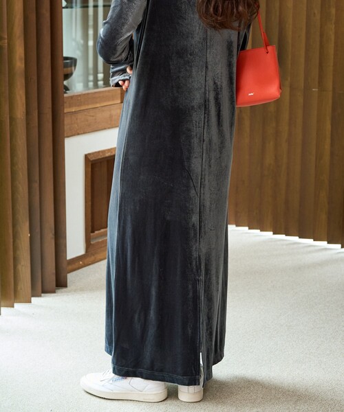 セール】限定展開 ベロア バレエネック ロング ワンピース（ワンピース