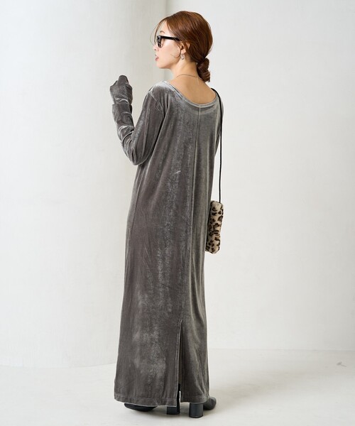 セール】限定展開 ベロア バレエネック ロング ワンピース（ワンピース