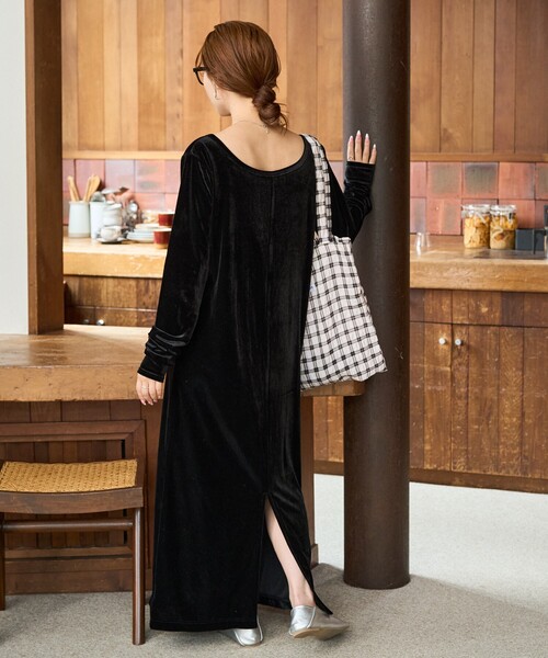 限定展開 ベロア バレエネック ロング ワンピース（ワンピース