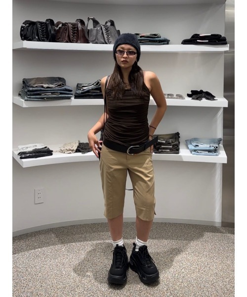 THROW by SLY（スローバイスライ）の「THROW STRETCH CAPRI PT ストレッチ カプリ パンツ（スラックス・レディース・ベージュ/ブラック・1/2）」の22枚目の写真