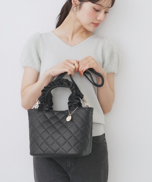 2WAY】持ち手フリルキルティングトートバッグ（トートバッグ）｜index