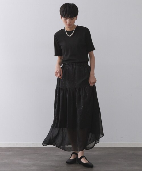 OPAQUE.CLIP(オペークドットクリップ)の「ラメリブカットソー【洗濯機洗い可】(Tシャツ/カットソー・レディース・ブラウン系その他5/グレー系4/ブラック系5・00)」の9枚目の写真