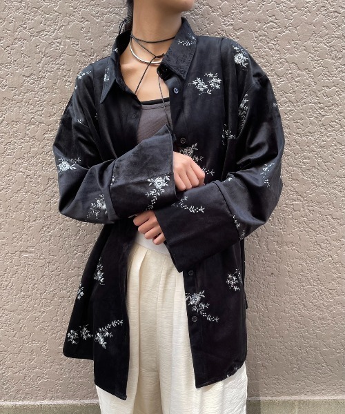 セール】刺繍ベロアオーバーサイズシャツ（シャツ/ブラウス）｜AIC