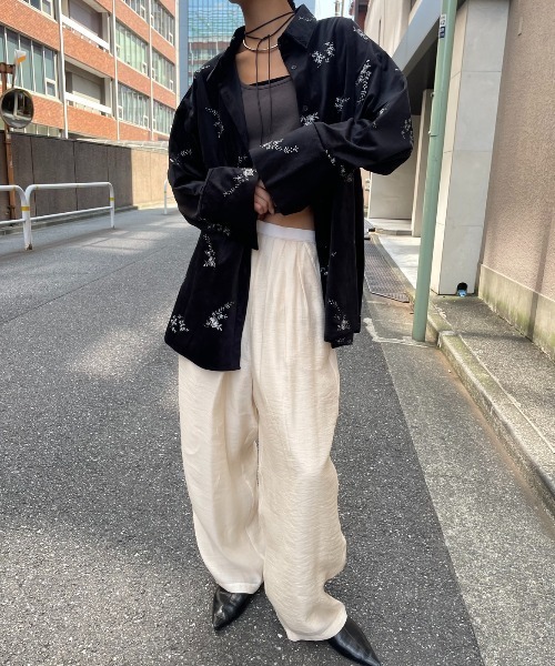 セール】刺繍ベロアオーバーサイズシャツ（シャツ/ブラウス）｜AIC