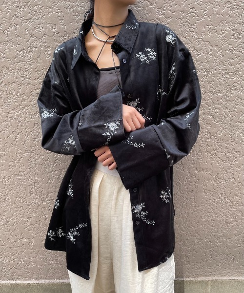 セール】刺繍ベロアオーバーサイズシャツ（シャツ/ブラウス）｜AIC
