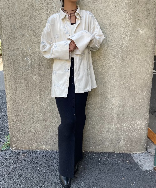 セール】刺繍ベロアオーバーサイズシャツ（シャツ/ブラウス）｜AIC