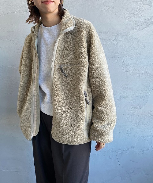 GYMPHLEX（ジムフレックス）の「[GYMPHLEX/ジムフレックス] COZY LIGHT ボアフリースブルゾン（ブルゾン・レディース・オフホワイト/チャコールグレー/ベージュ・14）」の3枚目の写真