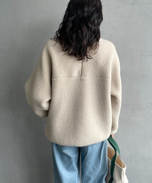 GYMPHLEX（ジムフレックス）の「[GYMPHLEX/ジムフレックス] COZY LIGHT ボアフリースブルゾン（ブルゾン・レディース・オフホワイト/チャコールグレー/ベージュ・14）」の10枚目の写真