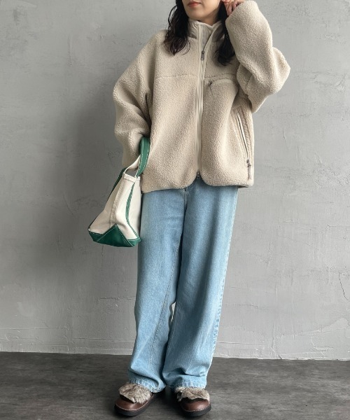 GYMPHLEX（ジムフレックス）の「[GYMPHLEX/ジムフレックス] COZY LIGHT ボアフリースブルゾン（ブルゾン・レディース・オフホワイト/チャコールグレー/ベージュ・14）」の11枚目の写真