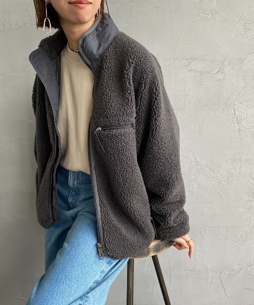 GYMPHLEX（ジムフレックス）の「[GYMPHLEX/ジムフレックス] COZY LIGHT ボアフリースブルゾン（ブルゾン・レディース・オフホワイト/チャコールグレー/ベージュ・14）」の18枚目の写真