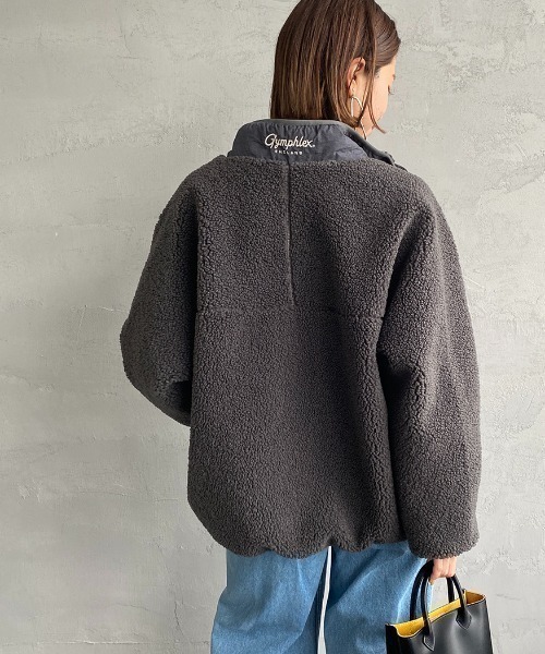 GYMPHLEX（ジムフレックス）の「[GYMPHLEX/ジムフレックス] COZY LIGHT ボアフリースブルゾン（ブルゾン・レディース・オフホワイト/チャコールグレー/ベージュ・14）」の21枚目の写真