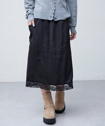 【umm.】裾レースクラッシュサテンスカート