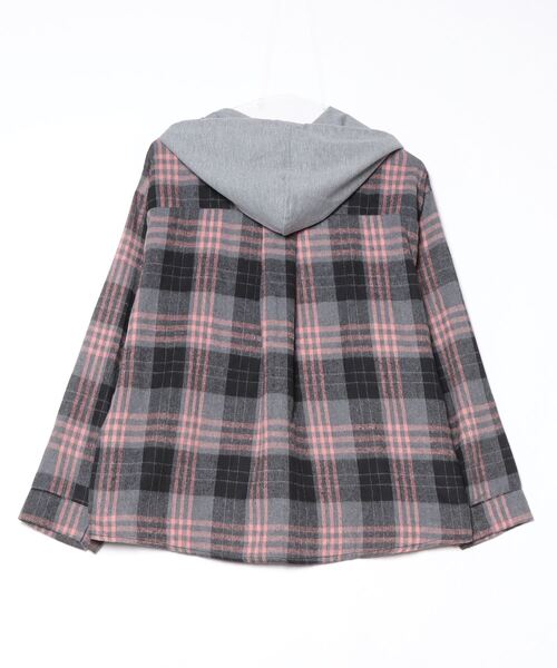 gossip!ロサンゼルス(ゴシップロサンゼルス)の「【Y2Kガーリー】レトロチェック柄フード付きライトシャツ(Tシャツ/カットソー・レディース・ネイビー/ブラウン/グレー・FREE)」の20枚目の写真