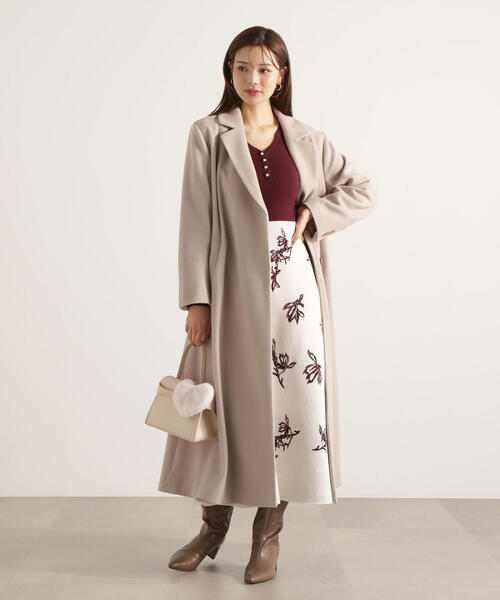 PROPORTION BODY DRESSING（プロポーションボディドレッシング）の「【青島心さん着用】ベルテッドレディーコート / 1215252001（ステンカラーコート・レディース・ボルドー/ベージュ/ブラック・MEDIUM/P/S/SMALL）」の7枚目の写真