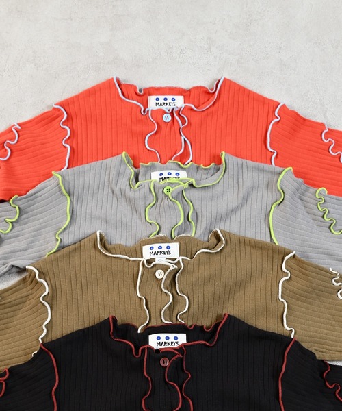MARKEY'S(マーキーズ)の「メローリブカーディガン(カーディガン/ボレロ・キッズ・カーキ/ブラック/グレー/オレンジ・100/150/120/110/90/140/130)」の5枚目の写真