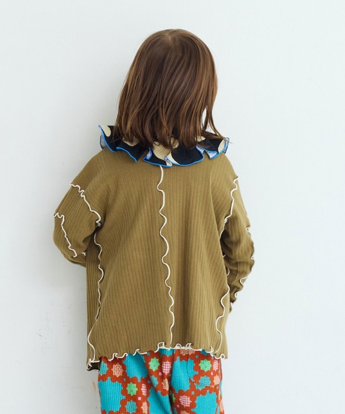 MARKEY'S(マーキーズ)の「メローリブカーディガン(カーディガン/ボレロ・キッズ・カーキ/ブラック/グレー/オレンジ・100/150/120/110/90/140/130)」の9枚目の写真