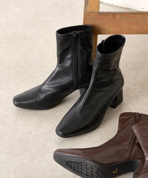 Jena espace merveilleux（ジェナ　エスパスメルヴェイユ）の「ストレッチショートブーツ（ブーツ・レディース・ブラック/ブラウン・MEDIUM/LARGE）」の4枚目の写真