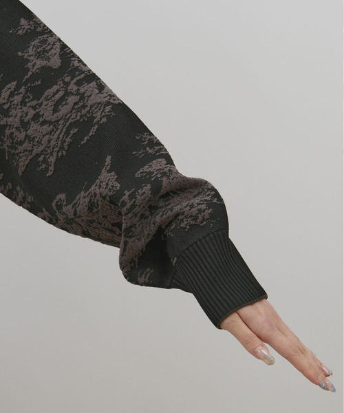 palm RICHE(ポームリシュ)の「風景柄フクレジャガード編みニットトップス(ニット/セーター・レディース・ベージュ/ブルー/ブラック・M)」の10枚目の写真