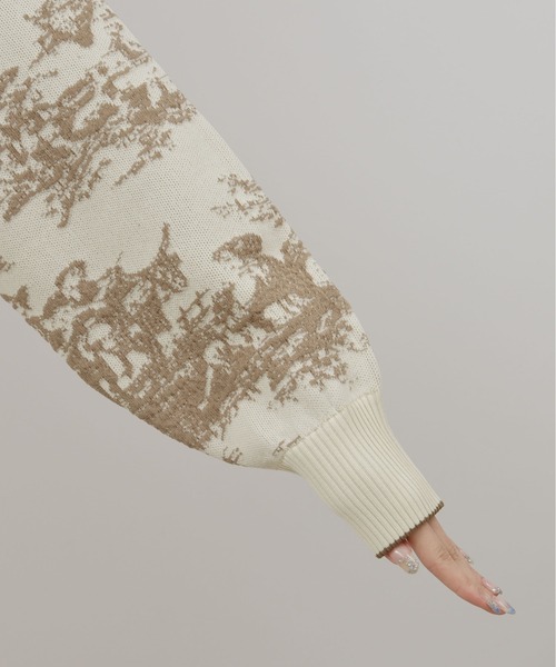 palm RICHE(ポームリシュ)の「風景柄フクレジャガード編みニットトップス(ニット/セーター・レディース・ベージュ/ブルー/ブラック・M)」の16枚目の写真