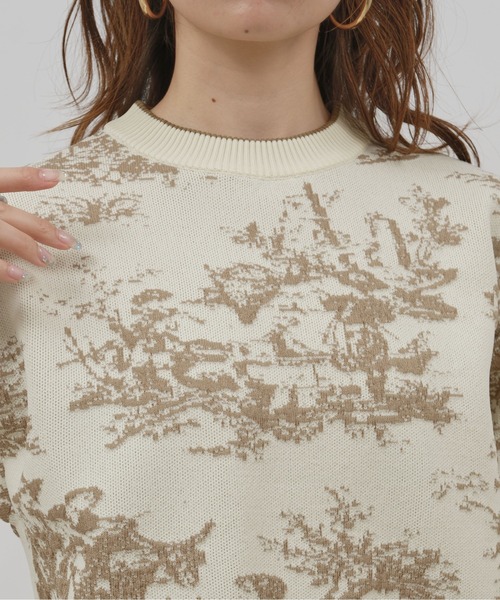 palm RICHE(ポームリシュ)の「風景柄フクレジャガード編みニットトップス(ニット/セーター・レディース・ベージュ/ブルー/ブラック・M)」の17枚目の写真