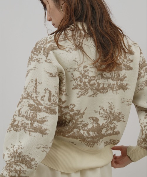 palm RICHE(ポームリシュ)の「風景柄フクレジャガード編みニットトップス(ニット/セーター・レディース・ベージュ/ブルー/ブラック・M)」の15枚目の写真