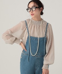 ハイネック柄ブラウス/605968