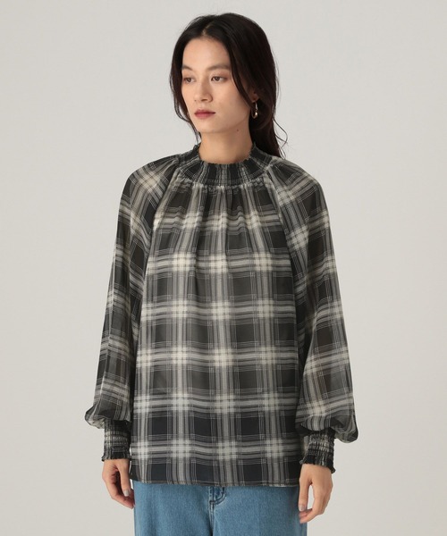 Elura（エルーラ）の「ハイネック柄ブラウス/605968（シャツ/ブラウス・レディース・ブラック/ブラック系その他/ベージュ/ネイビー・FREE）」の13枚目の写真