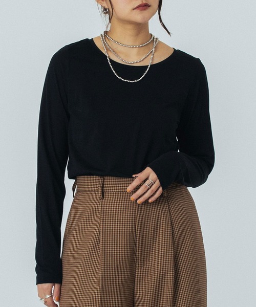 ROSE BUD（ローズバッド）の「SHEER  L/S TOP（Tシャツ/カットソー・レディース・ホワイト/ピンク/ブラック・ONE SIZE）」の2枚目の写真