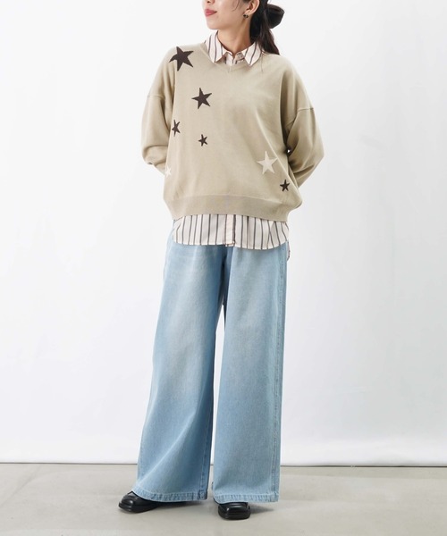 LUCA/LADY LUCK LUCA（ルカ/レディラックルカ）の「LC/LLL 星Vネックニット（ニット/セーター・レディース・グリーン/ベージュ/ブラック・FREE）」の12枚目の写真