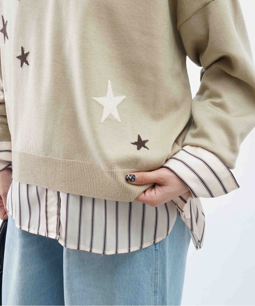 LUCA/LADY LUCK LUCA（ルカ/レディラックルカ）の「LC/LLL 星Vネックニット（ニット/セーター・レディース・グリーン/ベージュ/ブラック・FREE）」の18枚目の写真