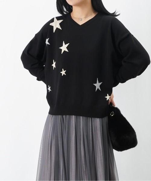 セール】LC/LLL 星Vネックニット（ニット/セーター）｜LUCA/LADY LUCK