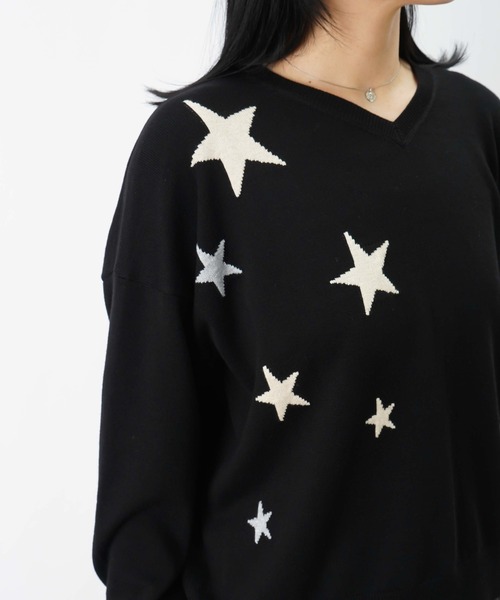 LUCA/LADY LUCK LUCA（ルカ/レディラックルカ）の「LC/LLL 星Vネックニット（ニット/セーター・レディース・グリーン/ベージュ/ブラック・FREE）」の10枚目の写真