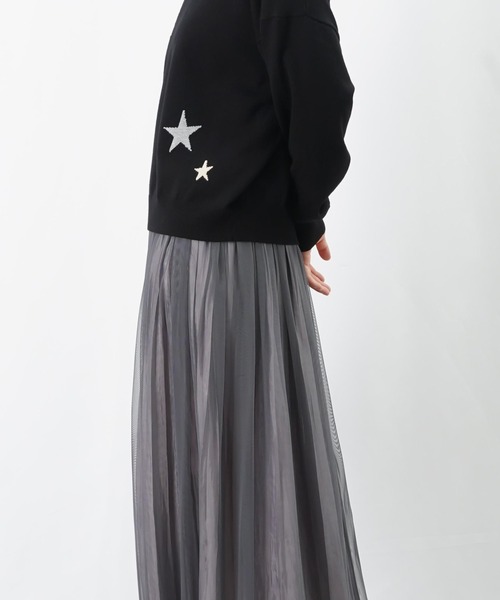 LUCA/LADY LUCK LUCA（ルカ/レディラックルカ）の「LC/LLL 星Vネックニット（ニット/セーター・レディース・グリーン/ベージュ/ブラック・FREE）」の9枚目の写真