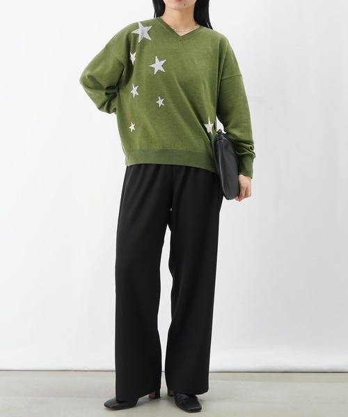 LUCA/LADY LUCK LUCA（ルカ/レディラックルカ）の「LC/LLL 星Vネックニット（ニット/セーター・レディース・グリーン/ベージュ/ブラック・FREE）」の20枚目の写真