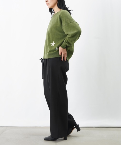 LUCA/LADY LUCK LUCA（ルカ/レディラックルカ）の「LC/LLL 星Vネックニット（ニット/セーター・レディース・グリーン/ベージュ/ブラック・FREE）」の21枚目の写真