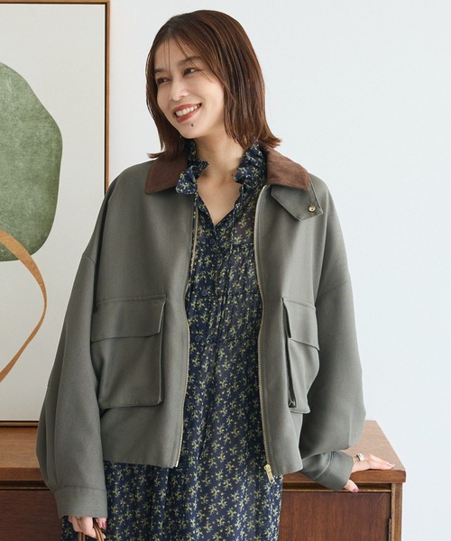 Green Parks(グリーンパークス)の「2WAYジップアップジャケット(ブルゾン・レディース・カーキ/チェック・FREE)」の1枚目の写真