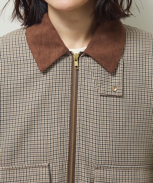 Green Parks(グリーンパークス)の「2WAYジップアップジャケット(ブルゾン・レディース・カーキ/チェック・FREE)」の15枚目の写真