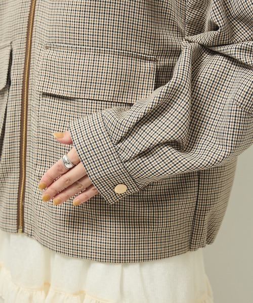 Green Parks(グリーンパークス)の「2WAYジップアップジャケット(ブルゾン・レディース・カーキ/チェック・FREE)」の20枚目の写真