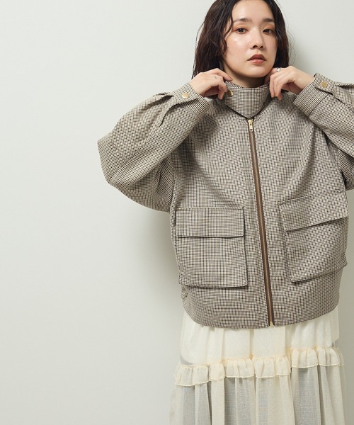 Green Parks(グリーンパークス)の「2WAYジップアップジャケット(ブルゾン・レディース・カーキ/チェック・FREE)」の14枚目の写真
