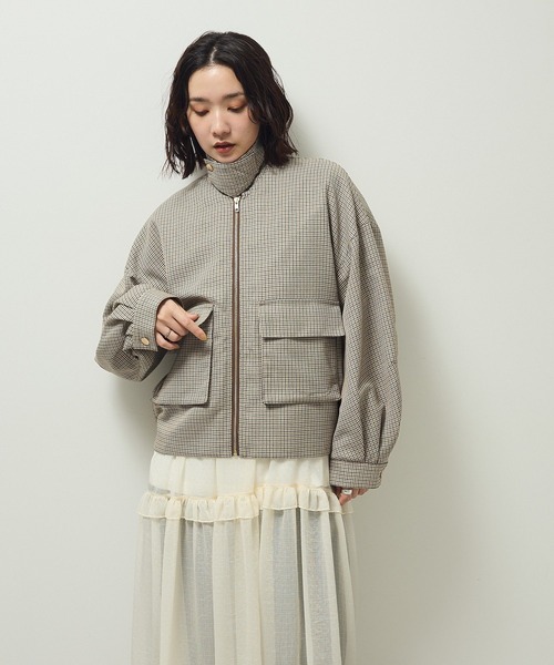 Green Parks(グリーンパークス)の「2WAYジップアップジャケット(ブルゾン・レディース・カーキ/チェック・FREE)」の13枚目の写真