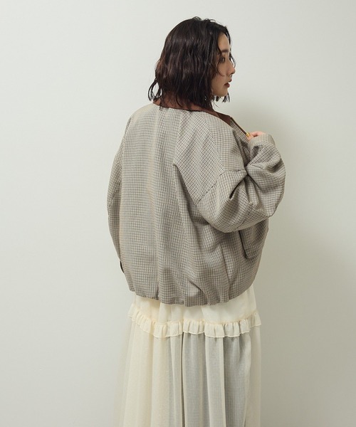 Green Parks(グリーンパークス)の「2WAYジップアップジャケット(ブルゾン・レディース・カーキ/チェック・FREE)」の12枚目の写真