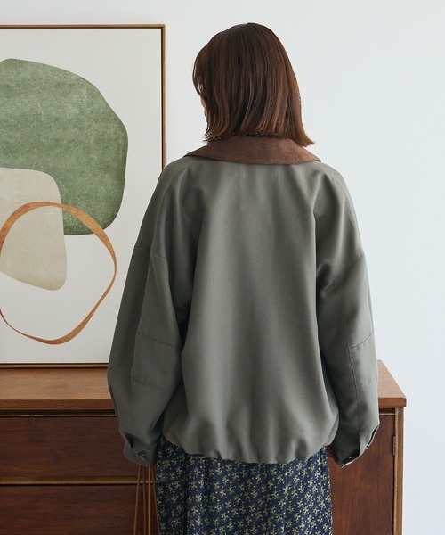 Green Parks(グリーンパークス)の「2WAYジップアップジャケット(ブルゾン・レディース・カーキ/チェック・FREE)」の8枚目の写真