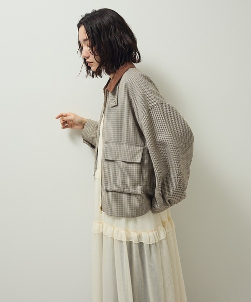 Green Parks(グリーンパークス)の「2WAYジップアップジャケット(ブルゾン・レディース・カーキ/チェック・FREE)」の11枚目の写真