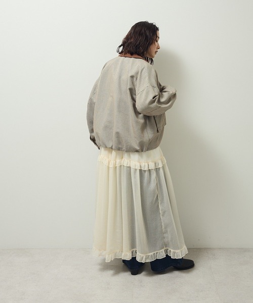 Green Parks(グリーンパークス)の「2WAYジップアップジャケット(ブルゾン・レディース・カーキ/チェック・FREE)」の9枚目の写真