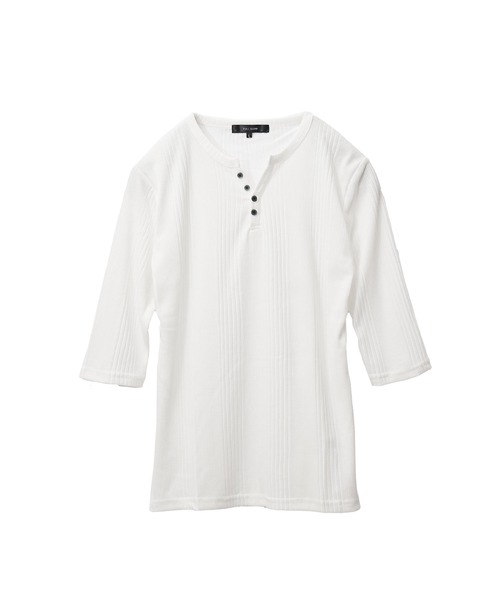 JOKER(ジョーカー)の「テレコヘンリーネック7分袖Tシャツ メンズ 七分袖 カットソー キーネック シャツ 春服 冬服(Tシャツ/カットソー・メンズ・ホワイト/ブラック/スミクロ・XL/L/M)」の16枚目の写真