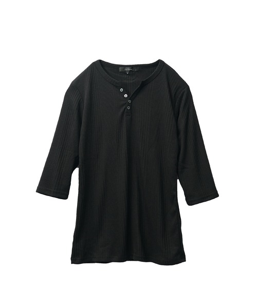 JOKER(ジョーカー)の「テレコヘンリーネック7分袖Tシャツ メンズ 七分袖 カットソー キーネック シャツ 春服 冬服(Tシャツ/カットソー・メンズ・ホワイト/ブラック/スミクロ・XL/L/M)」の5枚目の写真