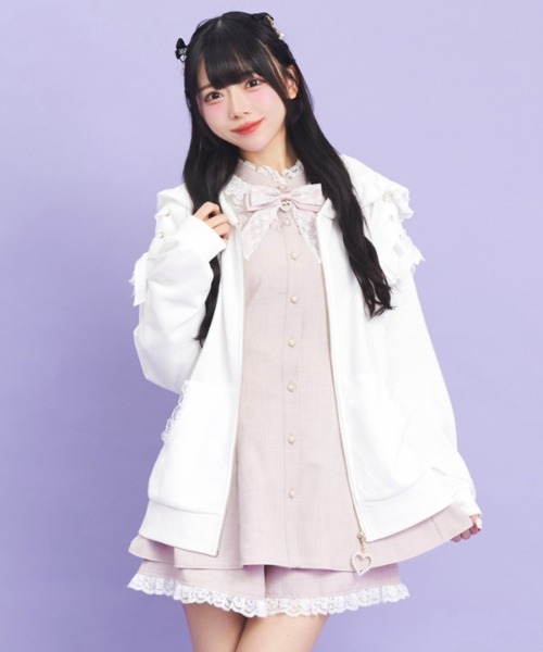 Secret Honey（シークレットハニー）の「レースZIPパーカー（パーカー・レディース・オフホワイト/グレー/ブラック・FREE）」の2枚目の写真