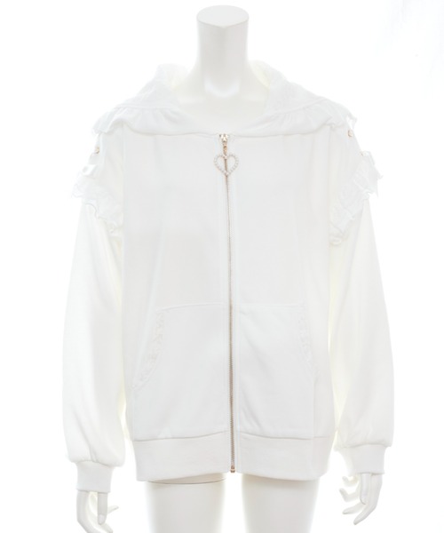Secret Honey（シークレットハニー）の「レースZIPパーカー（パーカー・レディース・オフホワイト/グレー/ブラック・FREE）」の4枚目の写真