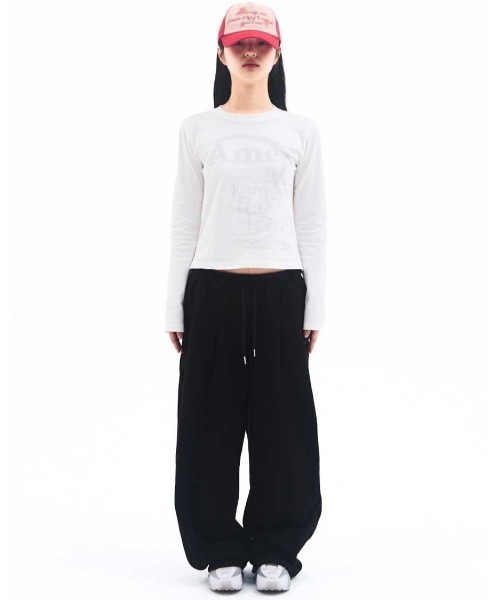 AMESWORLDWIDE(アメスワールドワイド)の「A'GEM/9 × .kom 『AMESWORLDWIDE/アメスワールドワイド』 BIG TYPO LONGSLEEVE TEE/ビッグタイポ長袖Tシャツ(Tシャツ/カットソー・レディース・ホワイト/ブラック/ライトブルー/グレー・S)」の7枚目の写真
