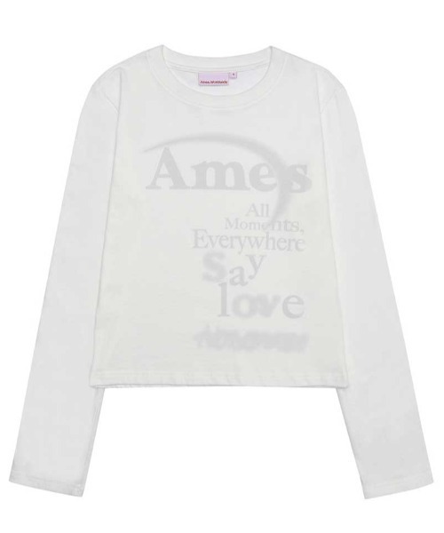 AMESWORLDWIDE(アメスワールドワイド)の「A'GEM/9 × .kom 『AMESWORLDWIDE/アメスワールドワイド』 BIG TYPO LONGSLEEVE TEE/ビッグタイポ長袖Tシャツ(Tシャツ/カットソー・レディース・ホワイト/ブラック/ライトブルー/グレー・S)」の14枚目の写真